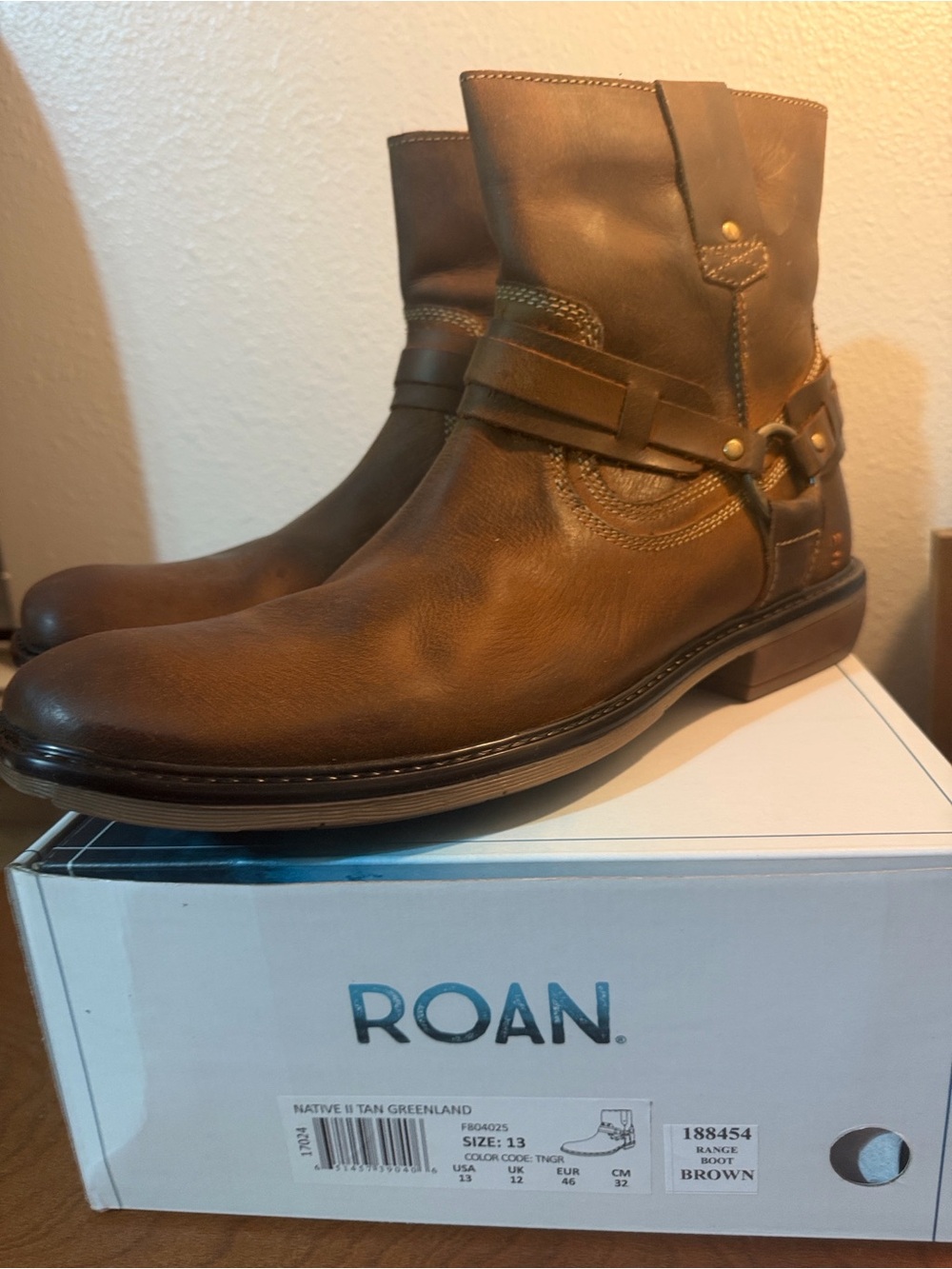 Men's Brown Leather Harness Boots - Tan